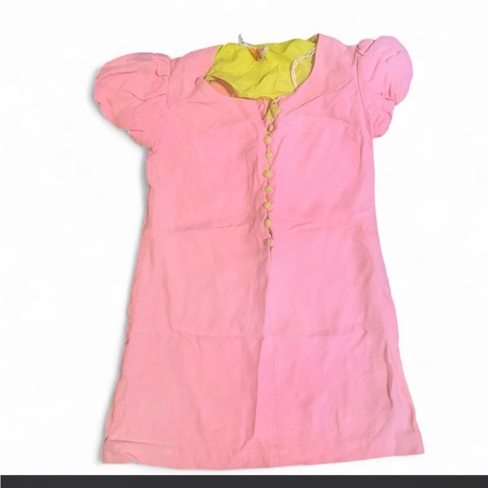 1960s mod Pink Dress with Yellow Lining